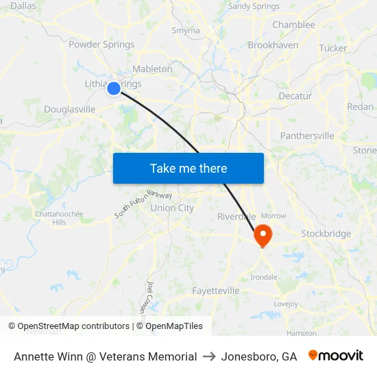 Annette Winn @ Veterans Memorial to Jonesboro, GA map
