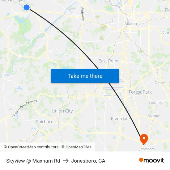 Skyview @ Maxham Rd to Jonesboro, GA map