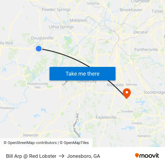 Bill Arp @ Red Lobster to Jonesboro, GA map