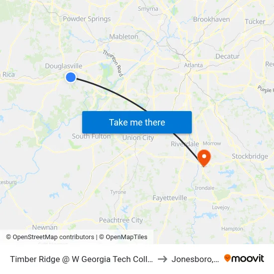 Timber Ridge @ W Georgia Tech College Ob to Jonesboro, GA map