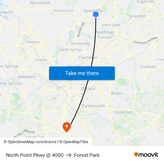 North Point Pkwy @ 4000 to Forest Park map