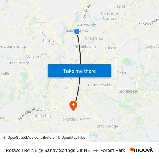Roswell Rd NE @ Sandy Springs Cir NE to Forest Park map