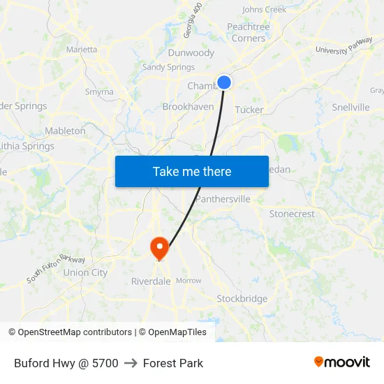 Buford Hwy @ 5700 to Forest Park map