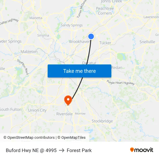 Buford Hwy NE @ 4995 to Forest Park map
