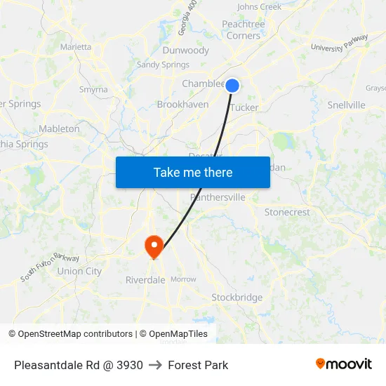 Pleasantdale Rd @ 3930 to Forest Park map