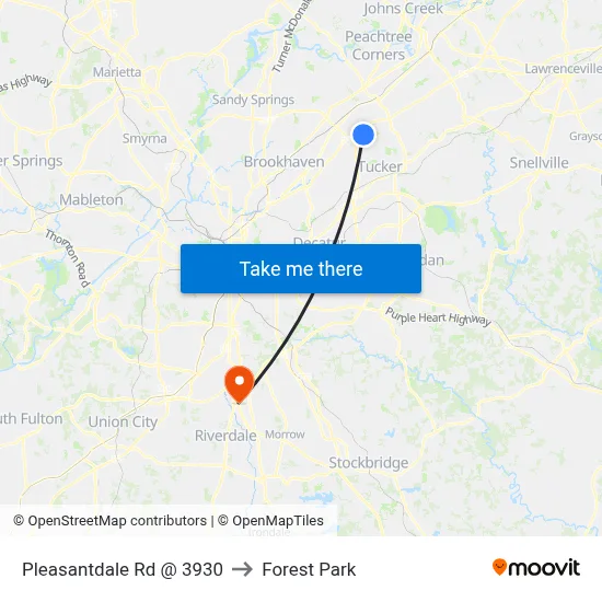 Pleasantdale Rd @ 3930 to Forest Park map