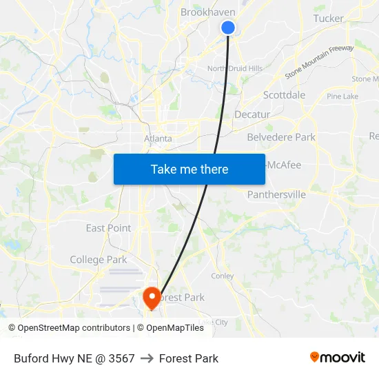 Buford Hwy NE @ 3567 to Forest Park map