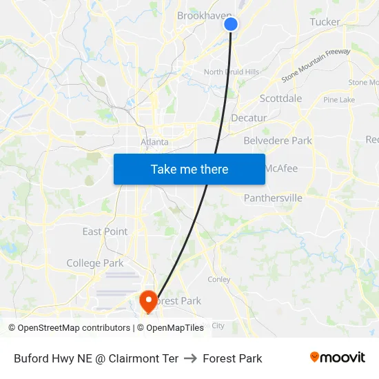 Buford Hwy NE @ Clairmont Ter to Forest Park map