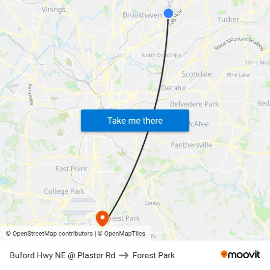 Buford Hwy NE @ Plaster Rd to Forest Park map