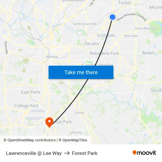 Lawrenceville @ Lee Way to Forest Park map