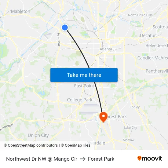 Northwest Dr NW @ Mango Cir to Forest Park map