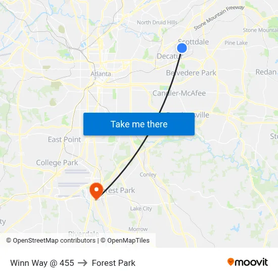Winn Way @ 455 to Forest Park map