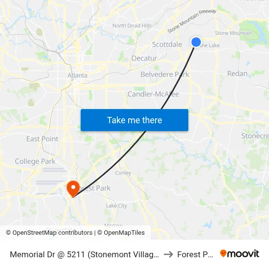Memorial Dr @ 5211 (Stonemont Village Sc) to Forest Park map