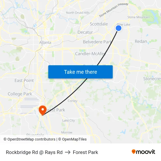 Rockbridge Rd @ Rays Rd to Forest Park map