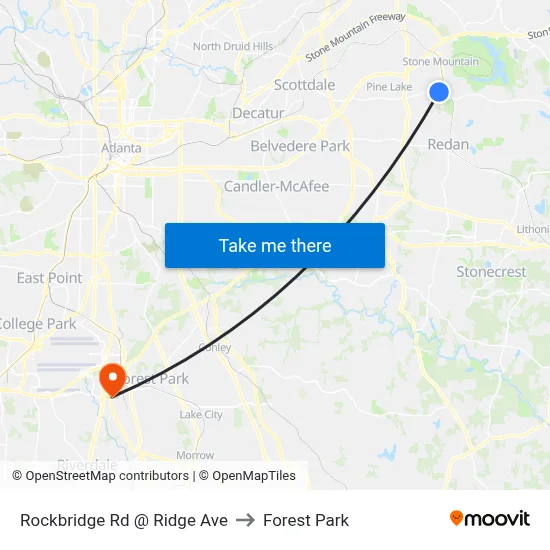 Rockbridge Rd @ Ridge Ave to Forest Park map