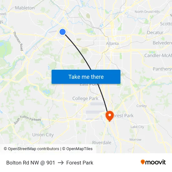 Bolton Rd NW @ 901 to Forest Park map