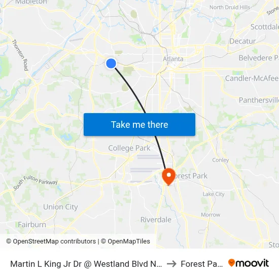 Martin L King Jr Dr @ Westland Blvd NW to Forest Park map