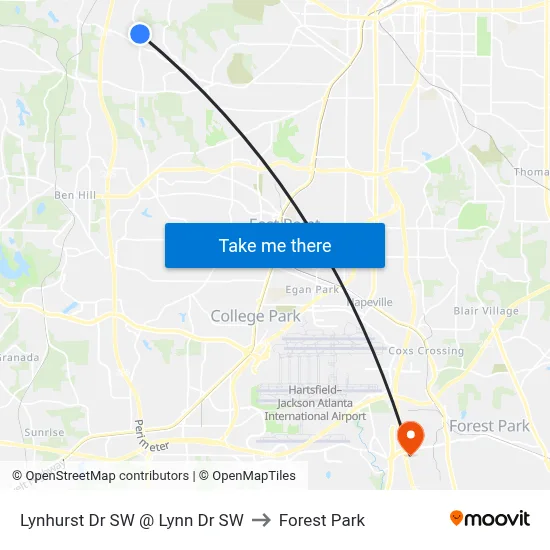 Lynhurst Dr SW @ Lynn Dr SW to Forest Park map
