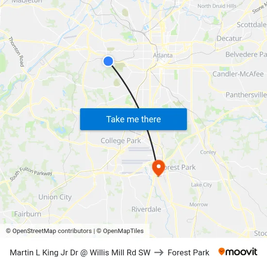 Martin L King Jr Dr @ Willis Mill Rd SW to Forest Park map