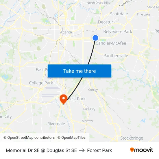 Memorial Dr SE @ Douglas St SE to Forest Park map