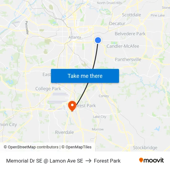 Memorial Dr SE @ Lamon Ave SE to Forest Park map