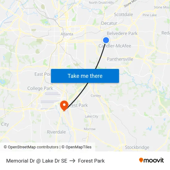 Memorial Dr @ Lake Dr SE to Forest Park map