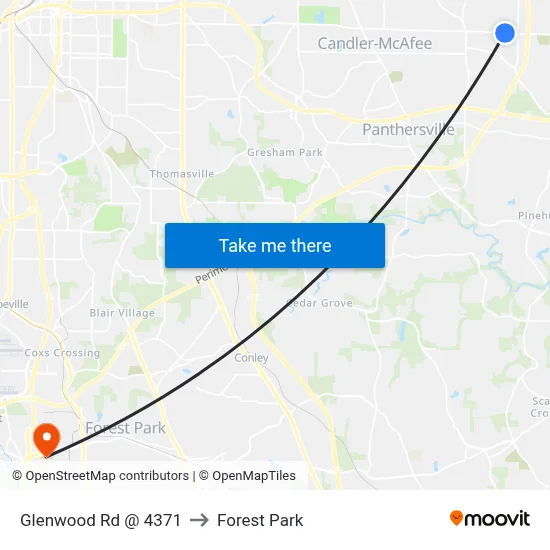 Glenwood Rd @ 4371 to Forest Park map