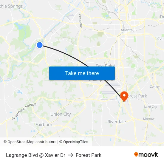 Lagrange Blvd @ Xavier Dr to Forest Park map
