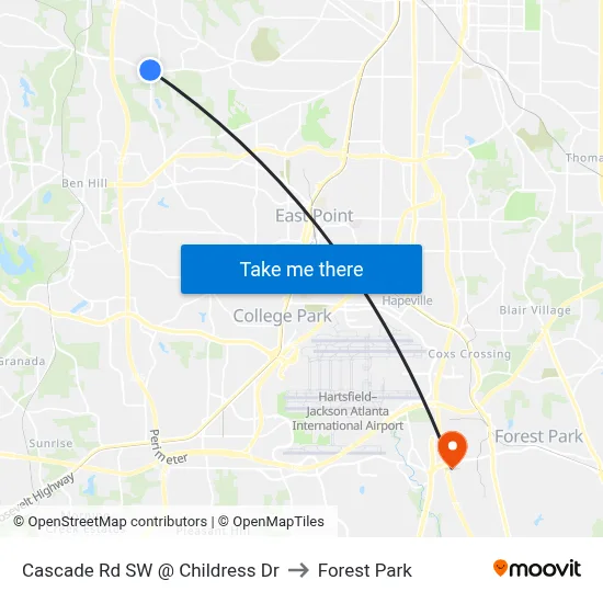 Cascade Rd SW @ Childress Dr to Forest Park map
