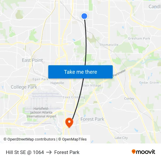 Hill St SE @ 1064 to Forest Park map