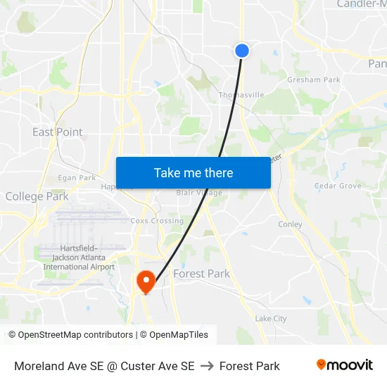 Moreland Ave SE @ Custer Ave SE to Forest Park map