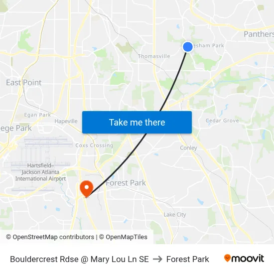 Bouldercrest Rdse @ Mary Lou Ln SE to Forest Park map