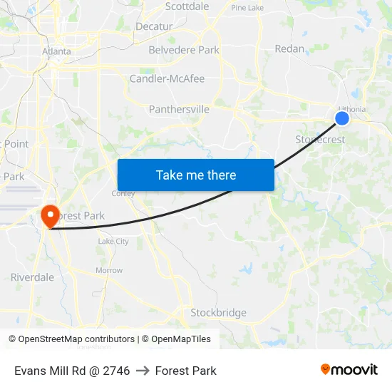 Evans Mill Rd @ 2746 to Forest Park map