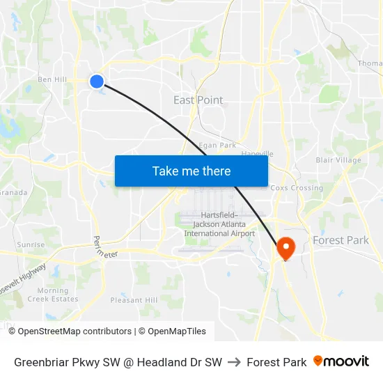 Greenbriar Pkwy SW @ Headland Dr SW to Forest Park map