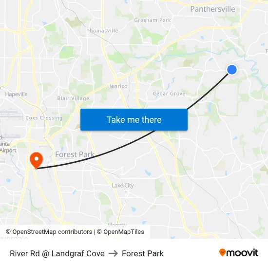 River Rd @ Landgraf Cove to Forest Park map