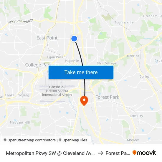 Metropolitan Pkwy SW @ Cleveland Ave S to Forest Park map