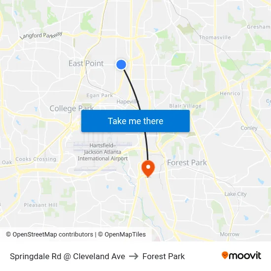 Springdale Rd @ Cleveland Ave to Forest Park map