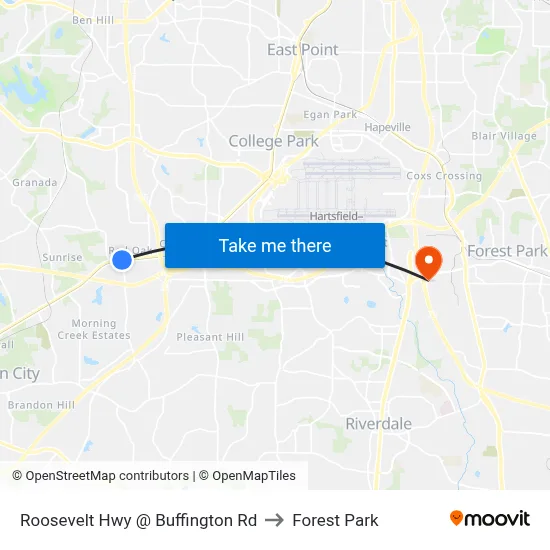 Roosevelt Hwy @ Buffington Rd to Forest Park map