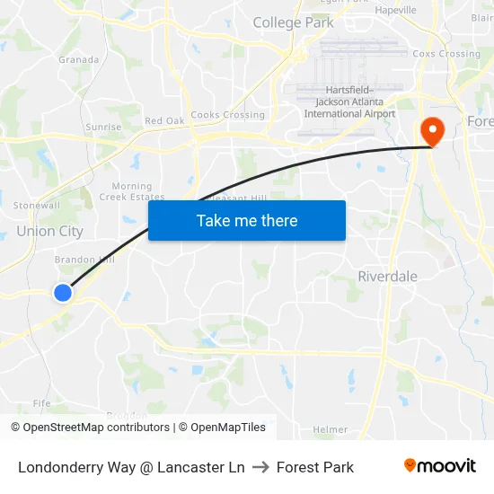 Londonderry Way @ Lancaster Ln to Forest Park map