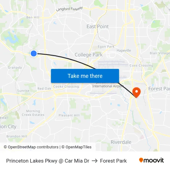 Princeton Lakes Pkwy @ Car Mia Dr to Forest Park map