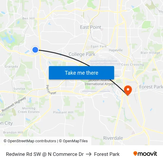 Redwine Rd SW @ N Commerce Dr to Forest Park map