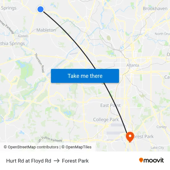 Hurt Rd at Floyd Rd to Forest Park map