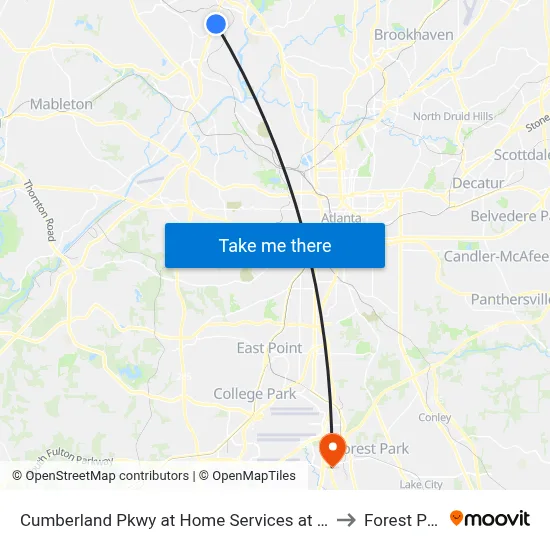 Cumberland Pkwy at Home Services at Home to Forest Park map