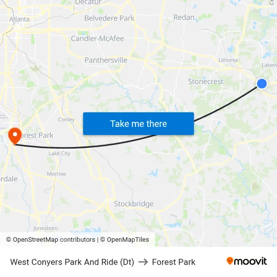 West Conyers Park And Ride (Dt) to Forest Park map