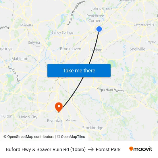 Buford Hwy & Beaver Ruin Rd (10bib) to Forest Park map