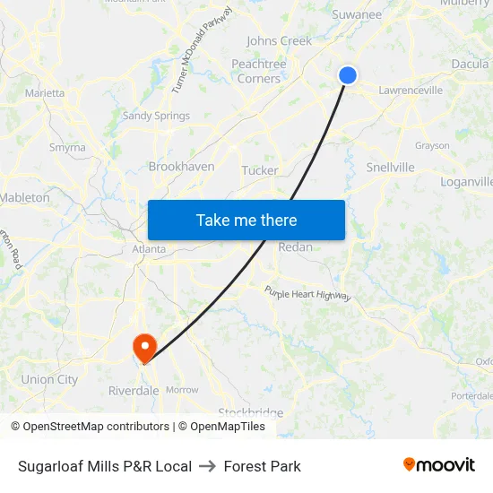 Sugarloaf Mills P&R Local to Forest Park map