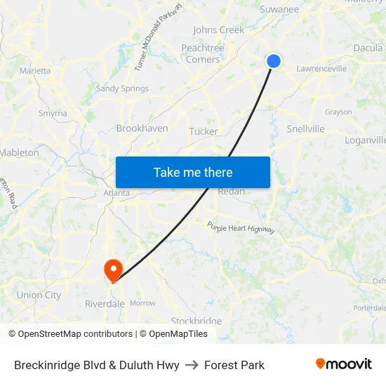 Breckinridge Blvd & Duluth Hwy to Forest Park map