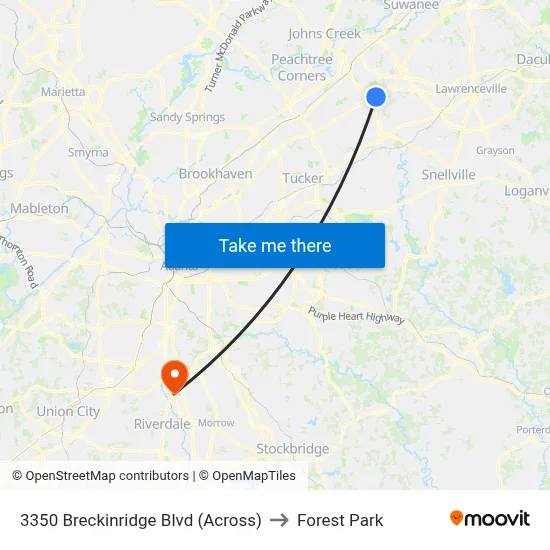 3350 Breckinridge Blvd (Across) to Forest Park map