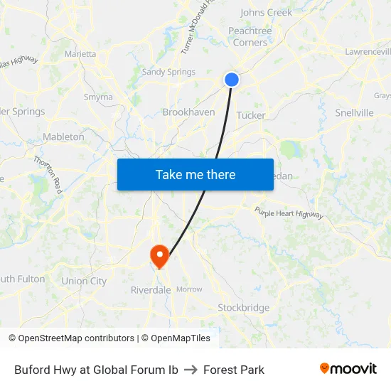 Buford Hwy at Global Forum Ib to Forest Park map