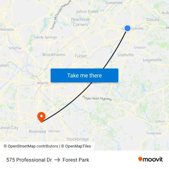 575 Professional Dr to Forest Park map